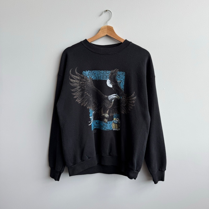 Vintage TSI Eagle Graphic Crewneck Sweatshirt Black
