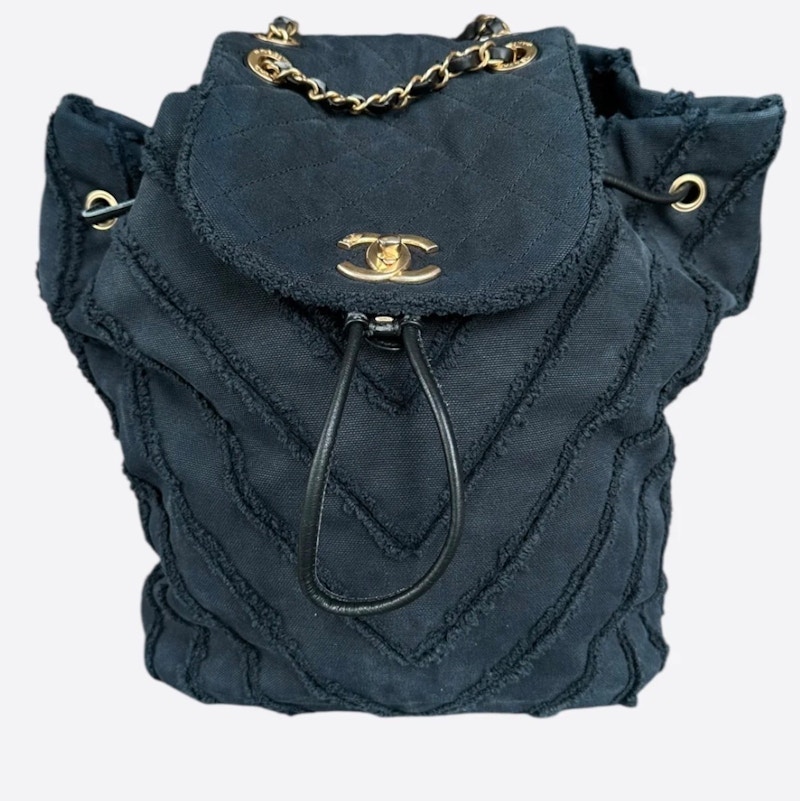 Chanel Frayed Edge Chevron Backpack