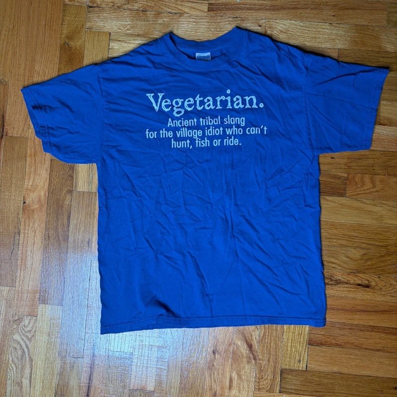 Gildan Y2K Vegetarian Ancient Tribal Slang T-Shirt Blue