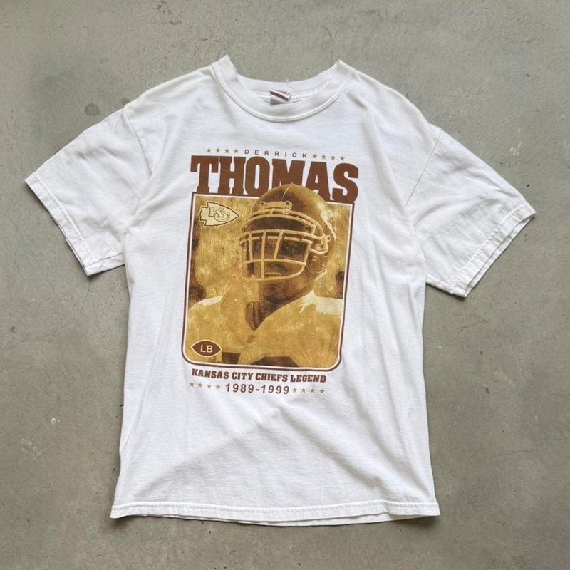 Vintage NFL Players Derrick Thomas Kansas City Chiefs Legend T-Shirt White