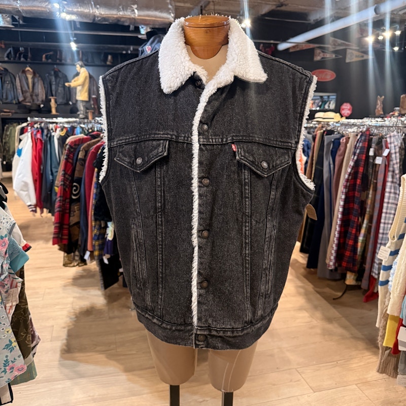 Levi's Black Denim Sherpa-Lined Vest Black