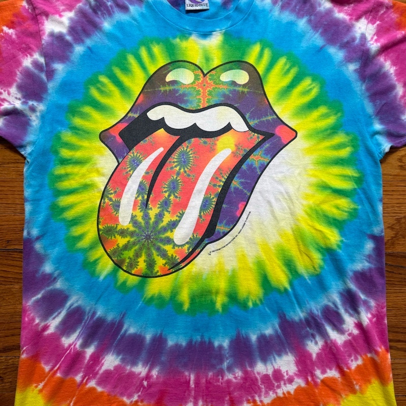 Vintage Rolling Stones Liquid Blue Tie-Dye Shirt 1994