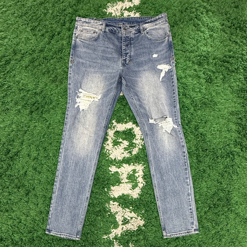Ksubi Distressed Denim Jeans with Leopard Print Patch