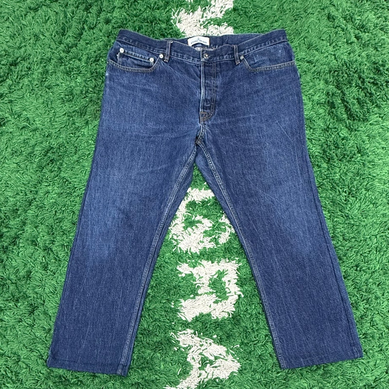 Stone Island Logo Patch Denim Jeans Blue