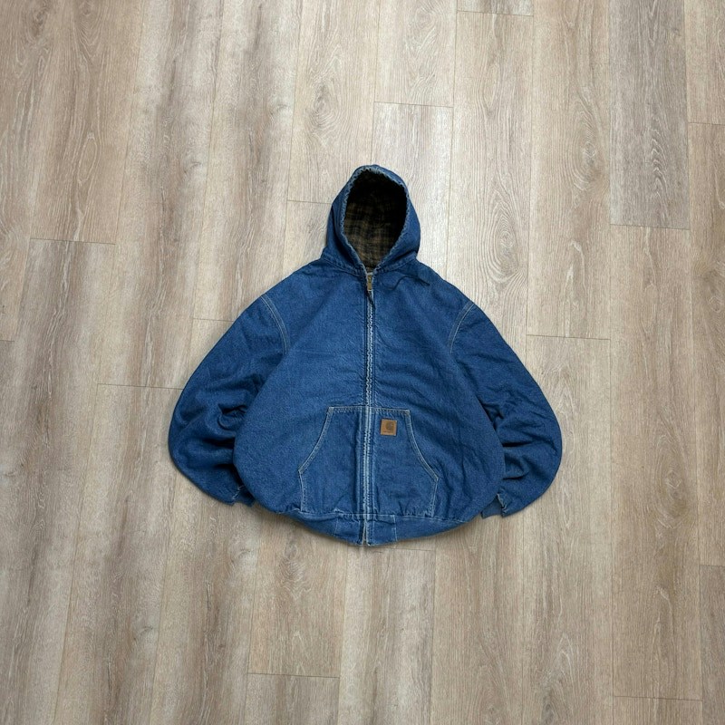 Carhartt J08 DST Denim Hooded Jacket Blue