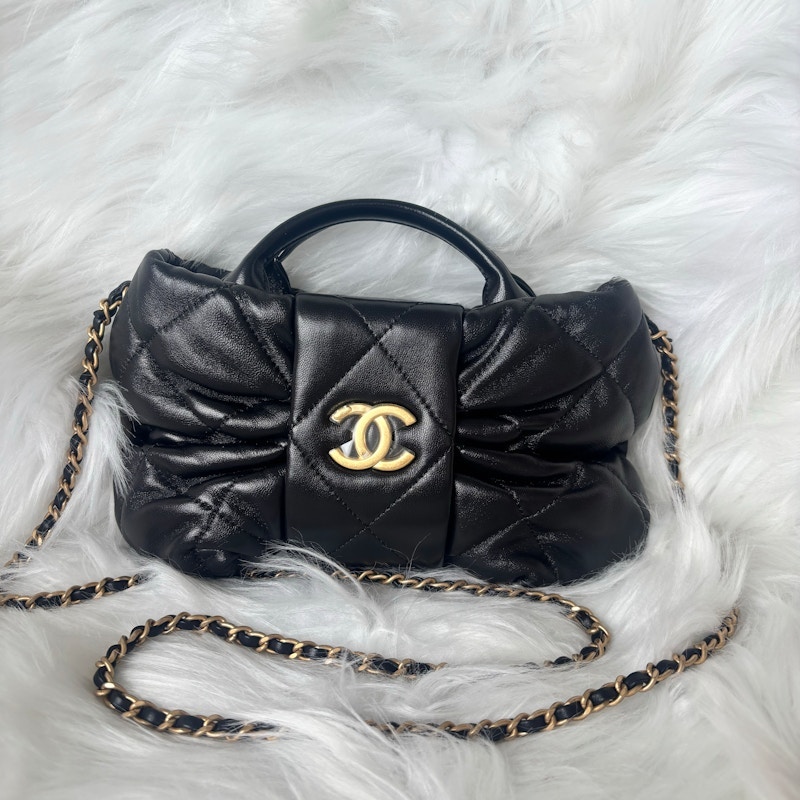 Chanel Lambskin Quilted Mini Bow Bag Black