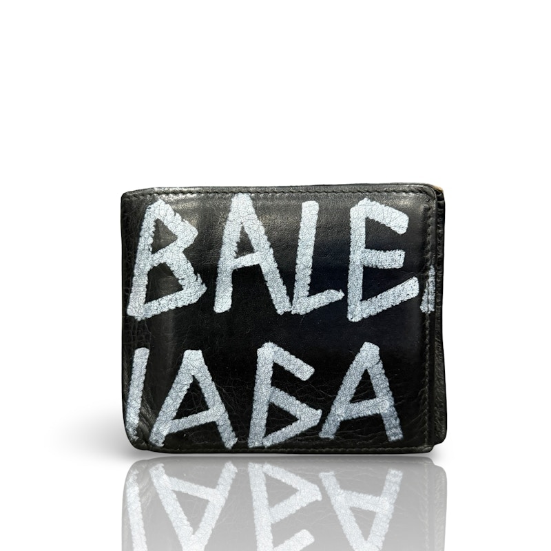 Balenciaga Graffiti Bi-Fold Wallet Black White