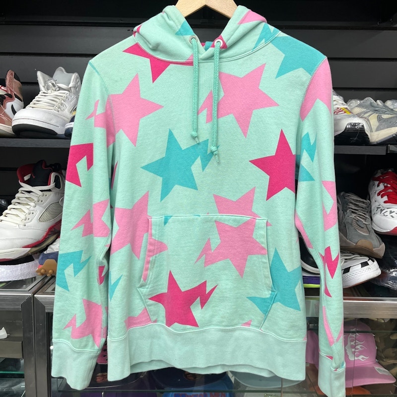 A Bathing Ape Star Pattern Hoodie Mint