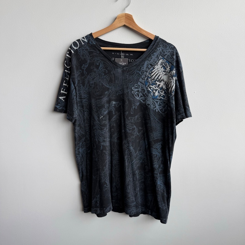 Affliction Graphic T-Shirt Black Blue
