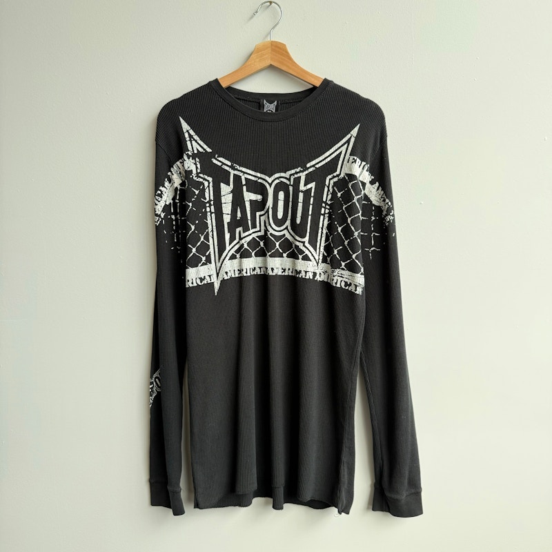 Tapout Graphic Waffle Knit Long Sleeve Shirt Black