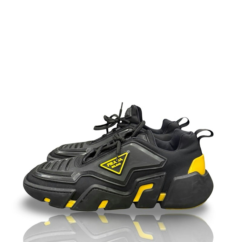 Prada Techno Stretch Sneaker Black Yellow