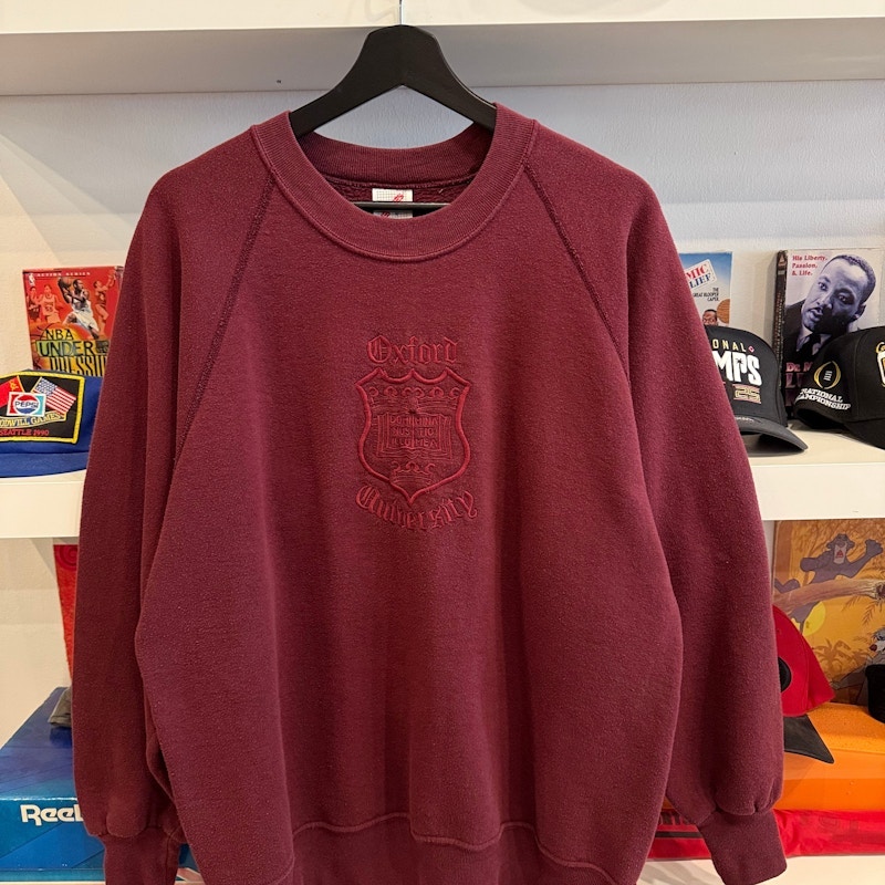 Vintage Oxford University Crest Embroidered Maroon Sweatshirt
