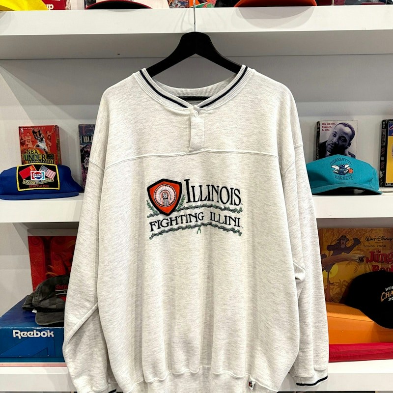 Vintage University of Illinois Fighting Illini Embroidered Button Sweatshirt