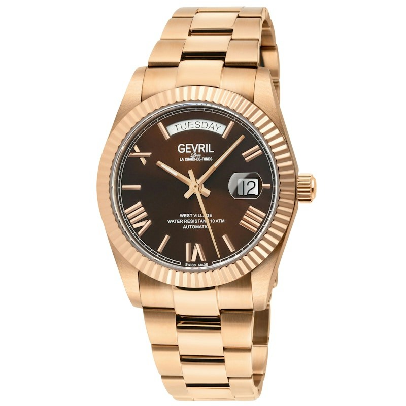 Gevril West Village Day Date Swiss Automatic Rose Gold