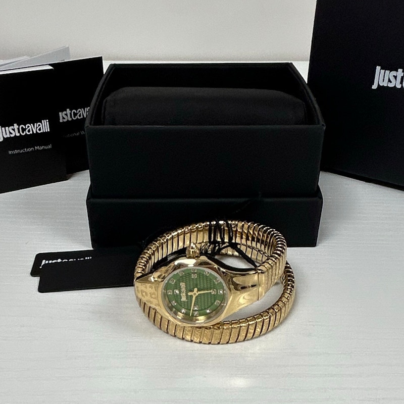 Just Cavalli Snake Gold Watch Green Dial