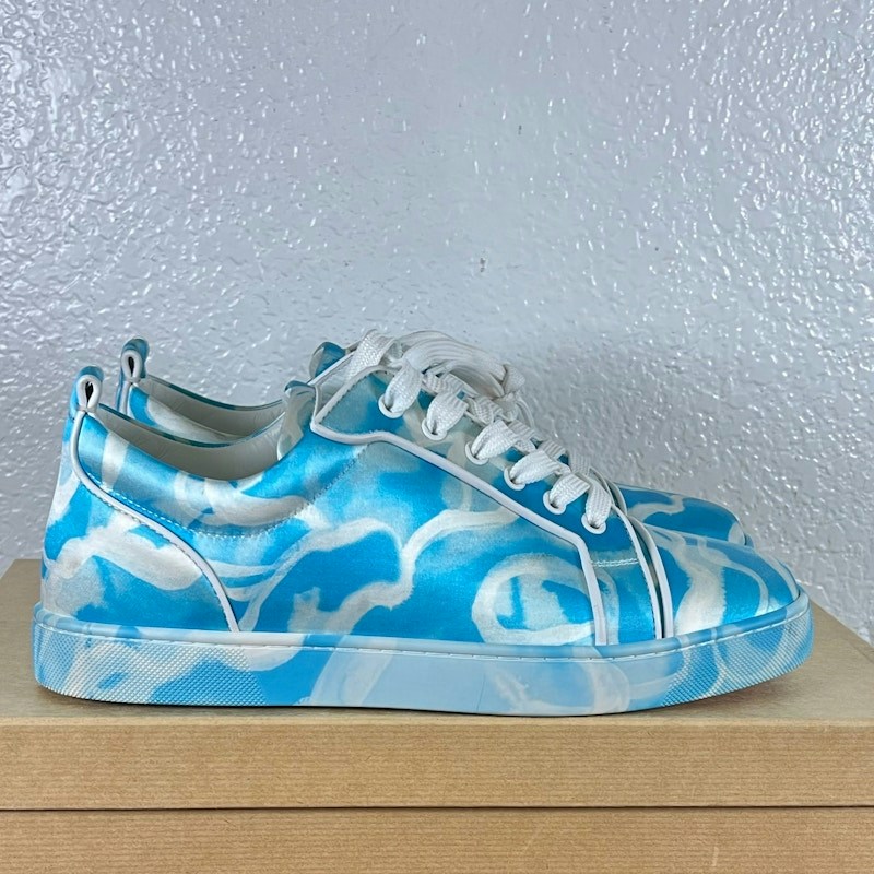 Christian Louboutin Louis Junior Low-Top Sneakers Blue Cloud Print