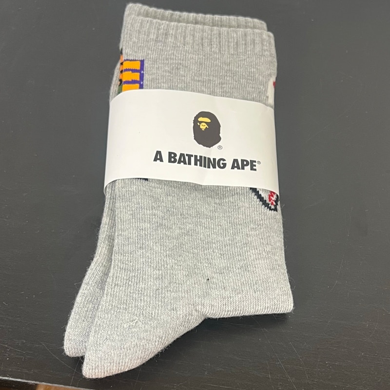 A Bathing Ape Bape Stripe Socks Grey