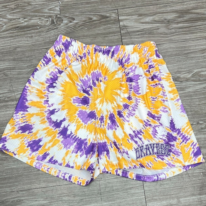Bravest Studios Tie-Dye Mesh Shorts Purple/Yellow