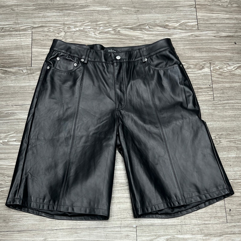 HMDD Black Lamb Chop Leather Shorts Black