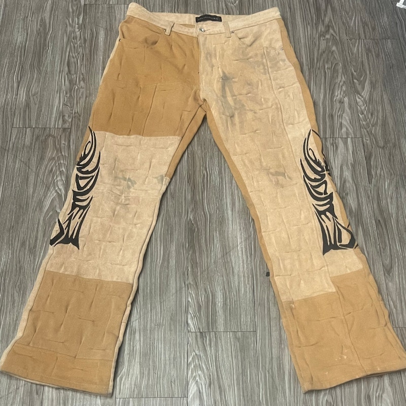 Tribal Print Patchwork Pants Brown