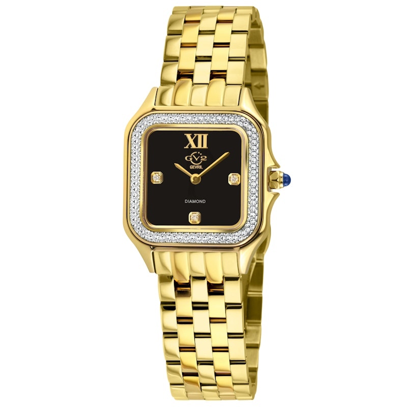 GV2 Milan Women's Diamond Gold Black Onyx Watch