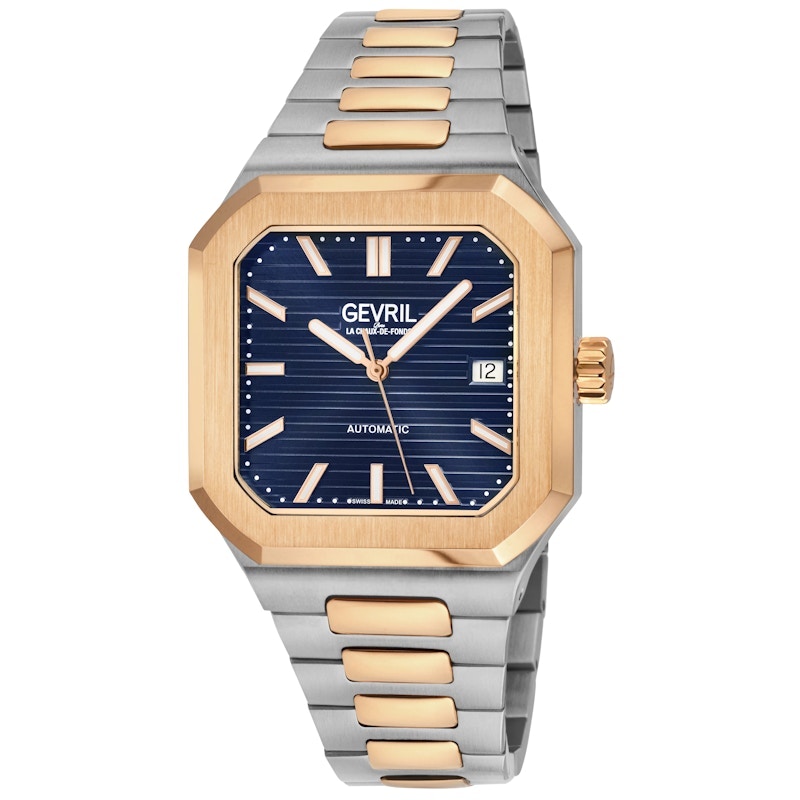 Gevril Grand Concourse Swiss Automatic Two Tone Blue Dial Watch