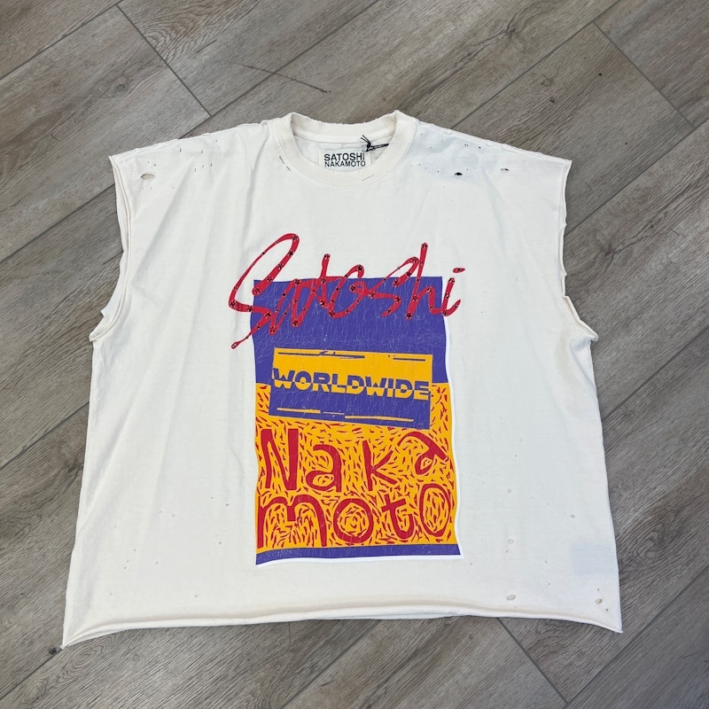 Satoshi Nakamoto Worldwide Sleeveless T-Shirt White