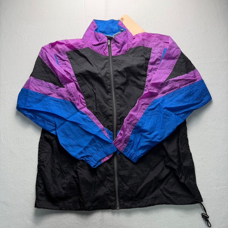 Asics Colorblocked Nylon Windbreaker Jacket Black/Blue/Purple