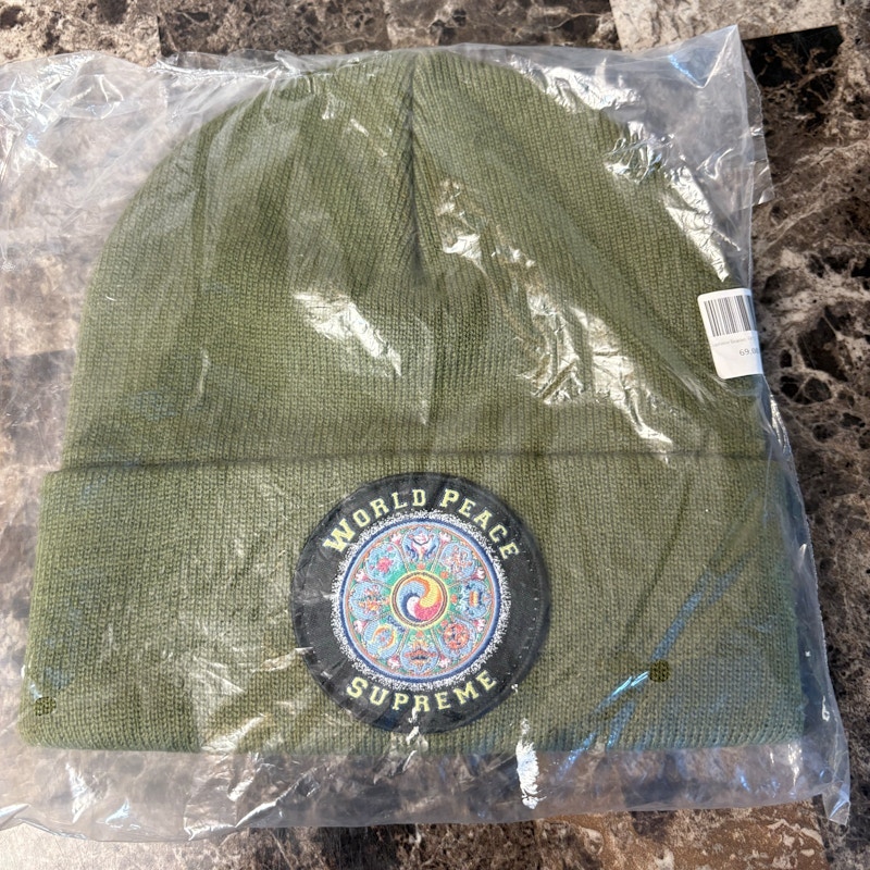 Supreme World Peace Beanie Olive