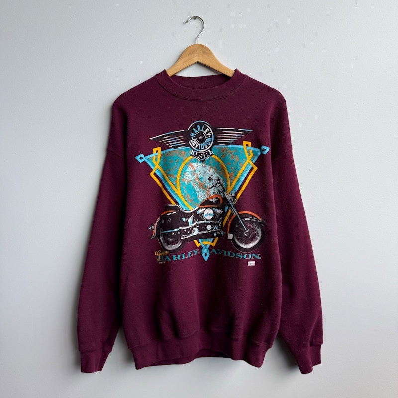 Harley-Davidson Motorcycle Eagle Graphic Crewneck Sweatshirt Burgundy