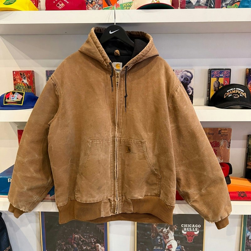 Carhartt Brown Duck Quilt Lined Active Jacket with Hood