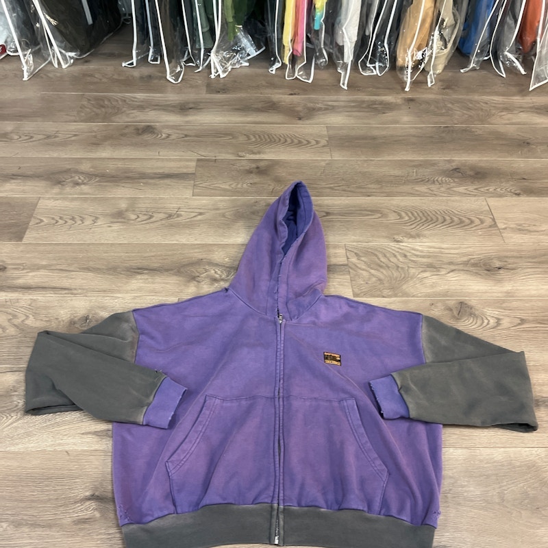 Raspberry Zip-Up Hooded Sweatshirt Purple/Gray