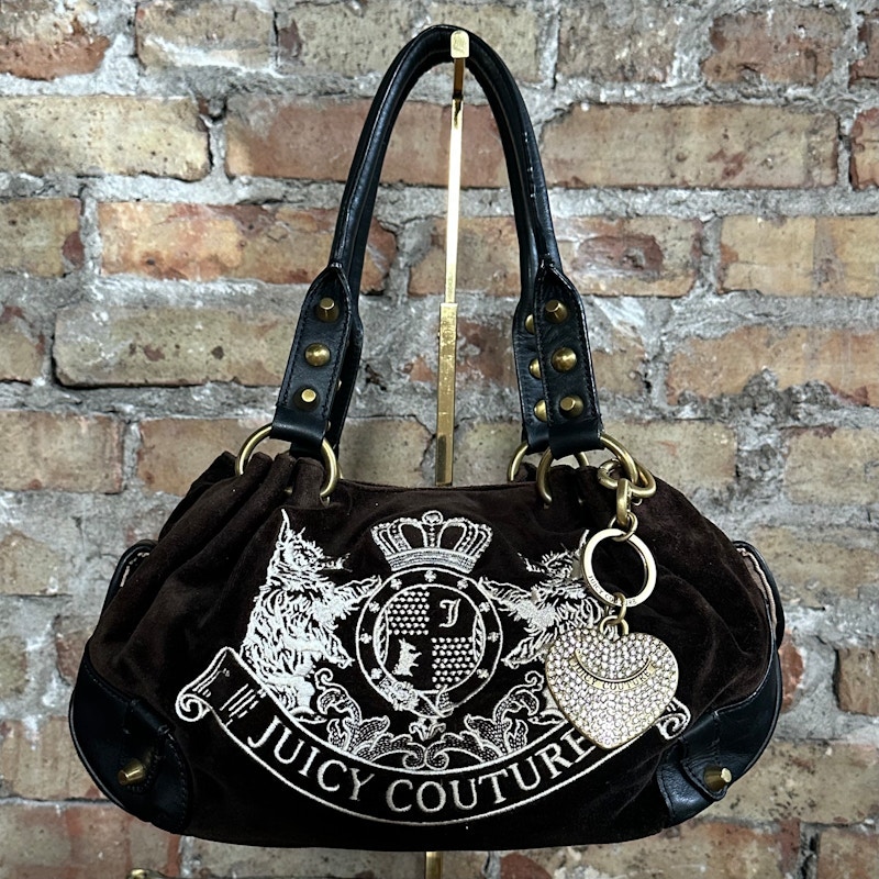 Juicy Couture Brown Velour Shoulder Bag