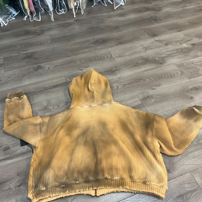 Raspberry Hills Waffle Thermal Zip Up Hoodie Yellow