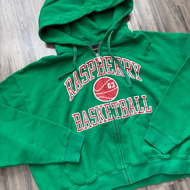 GV Gallery Raspberry Basketball Zip Up Hoodie Green
