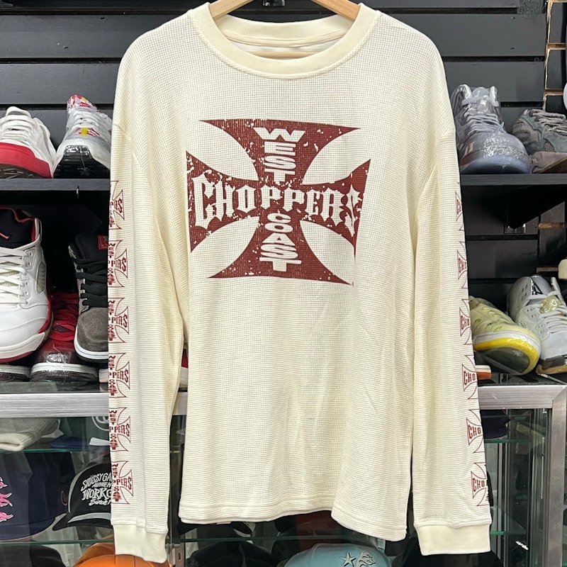 West Coast Choppers Waffle Knit Long Sleeve Shirt Cream