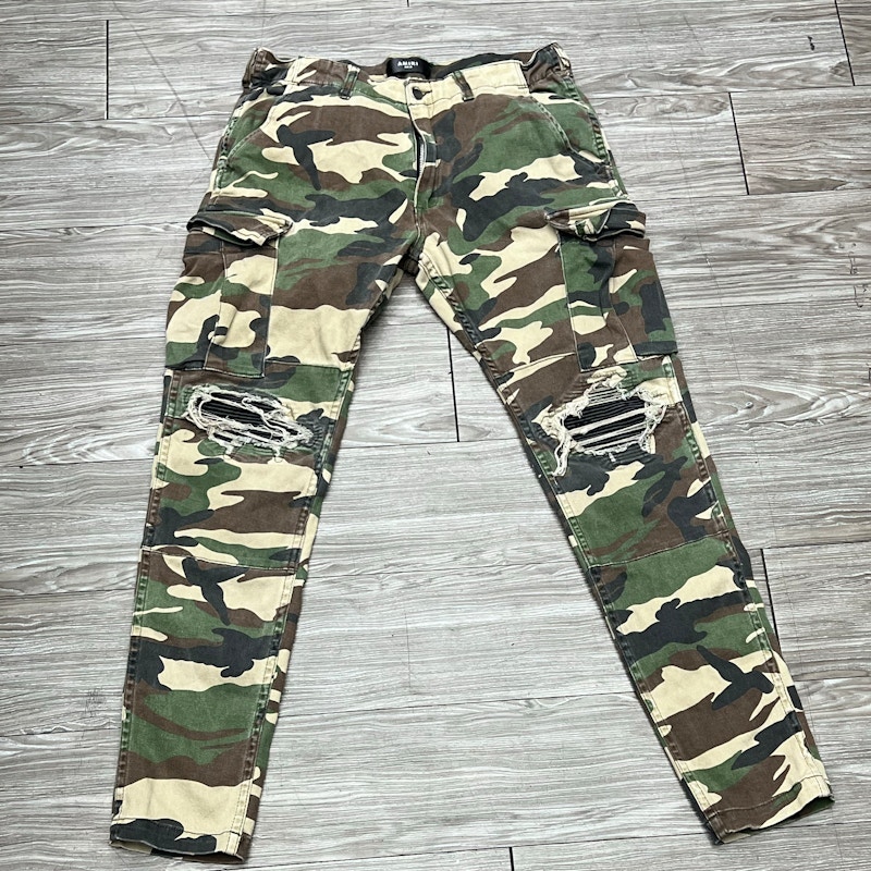 AMIRI Camouflage Cargo Pants Green