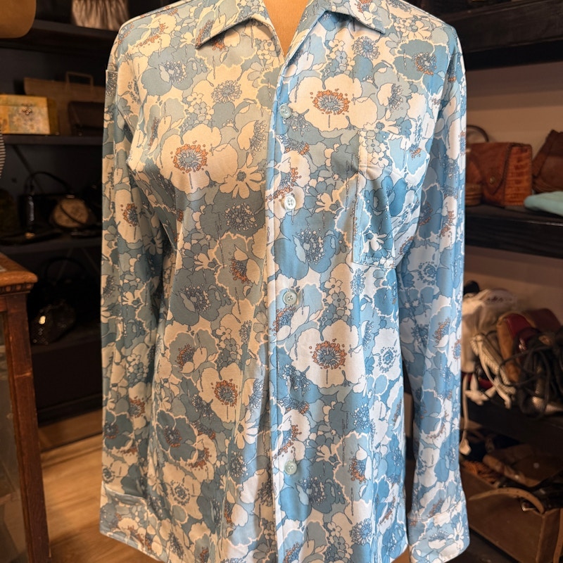 Vintage 1970s JCPenney Floral Polyester Shirt