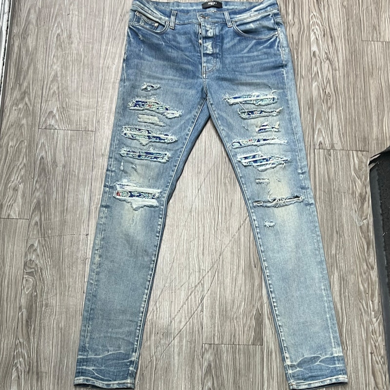 Amiri Distressed Floral Patch Jeans