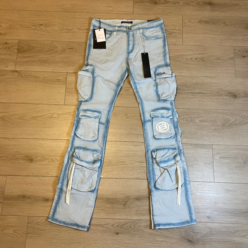 Embellish Light Blue Hawk Cargo Jeans