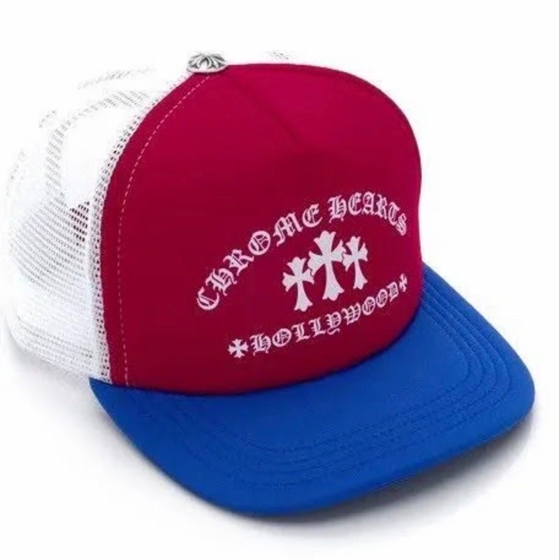 Chrome Hearts Hollywood Triple Cross Trucker Hat Red/Blue/White