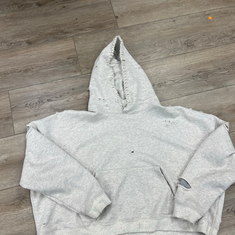 Distressed Pullover Hoodie Grey