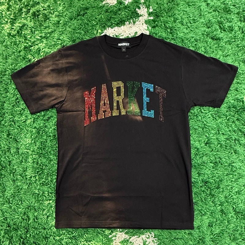 Market Arch Logo Rhinestone T-Shirt Black