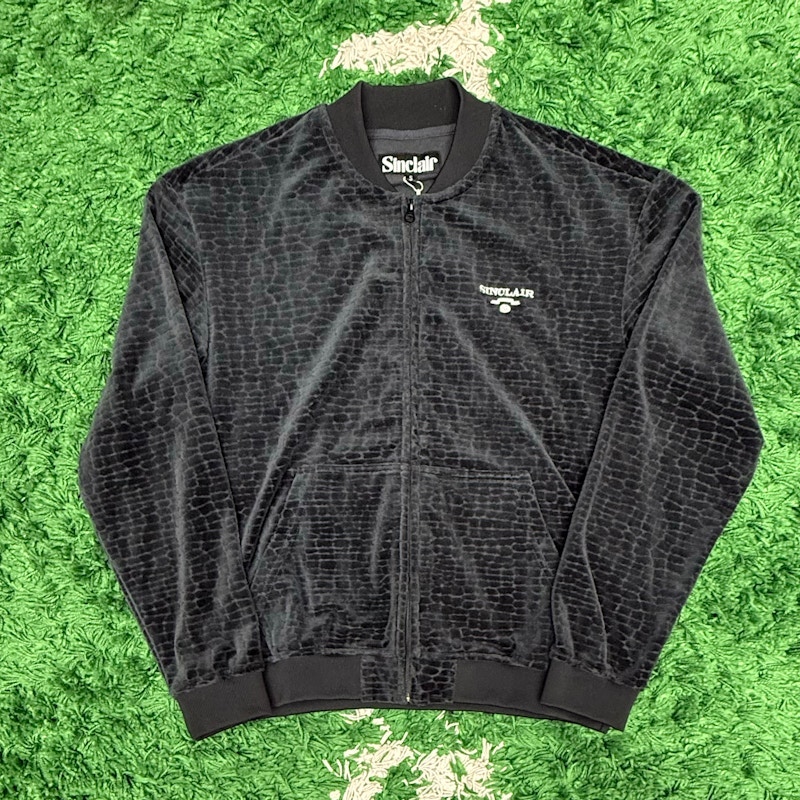 Sinclair Croc-Jacquard Velour Bomber Jacket Black