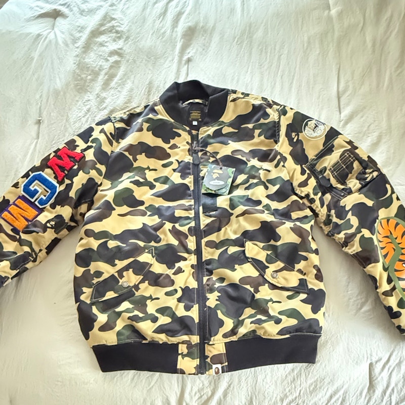 A Bathing Ape WGM Camo Shark Bomber Jacket