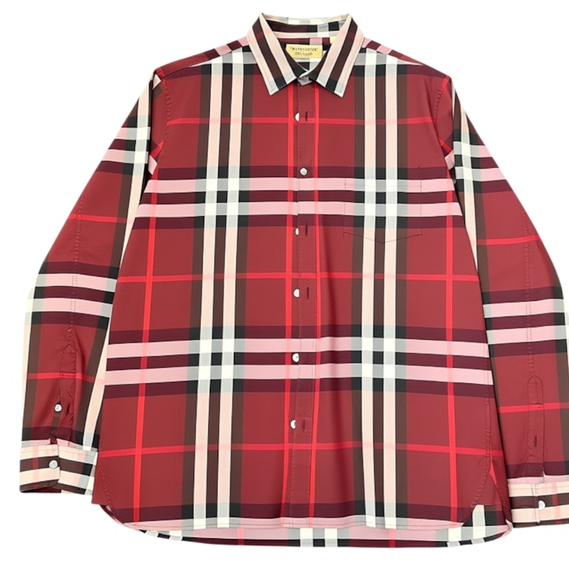 Burberry Check Cotton Long Sleeve Shirt Red