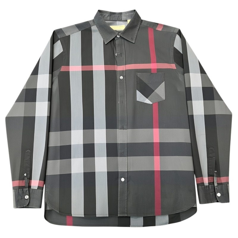 Burberry Check Cotton Long-Sleeve Shirt Grey