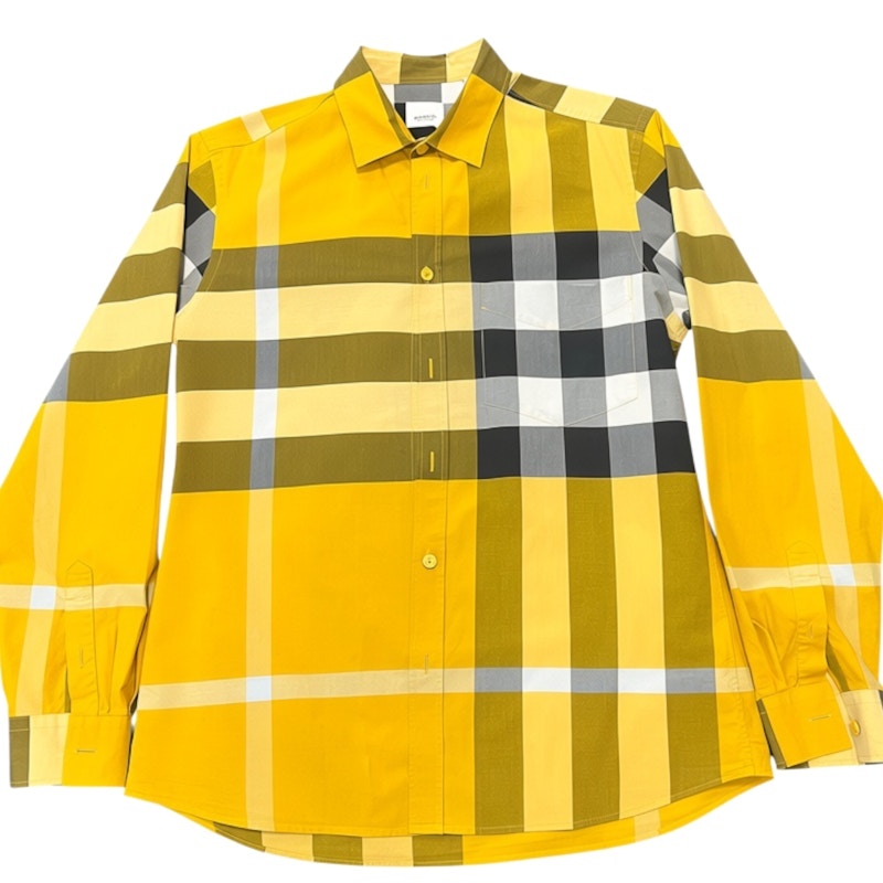 Burberry Check Cotton Long-Sleeve Shirt Yellow