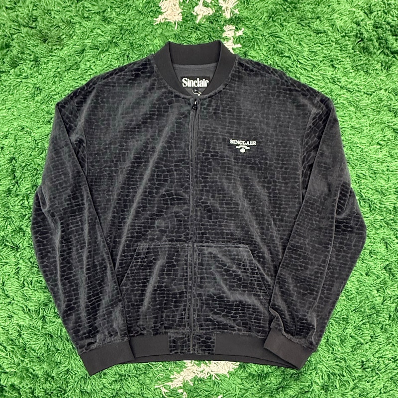Sinclair Croc Jacquard Velour Track Jacket Black