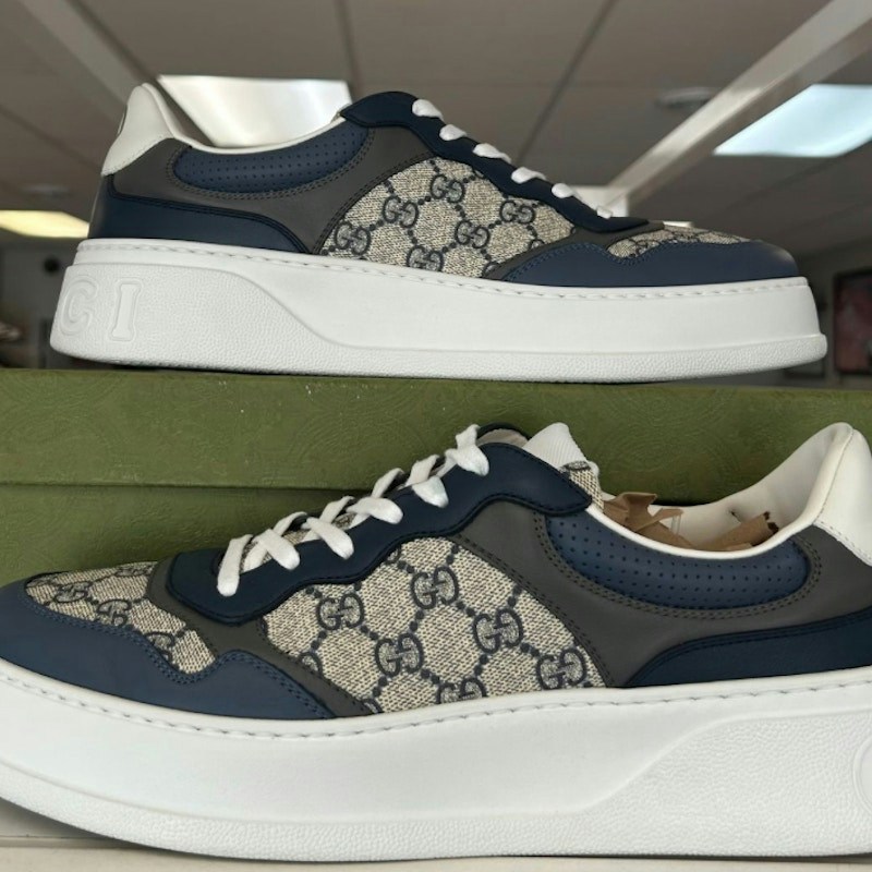Gucci GG Supreme Platform Sneaker Beige Blue